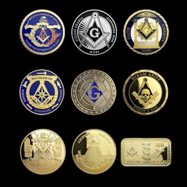 9pcs Masonic Challenge Coin Set United States Freemason Coins1