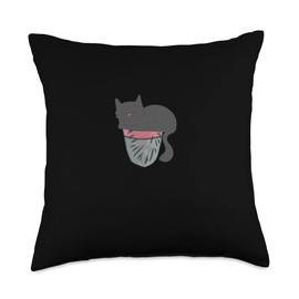 Sleepy Cat Pocket Kitty Themed Pet Kitten Animal Lover Throw Pillow