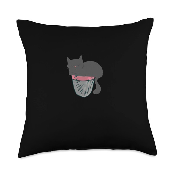 Sleepy Cat Pocket Kitty Themed Pet Kitten Animal Lover Throw