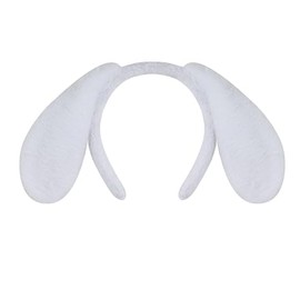 Diadema Con Orejas De Perro, Adorable Diadema De Peluche Con Orejas De Perro, Accesorio Para El Cabello Para Fiestas De Halloween Y Navidad (Blanco, Talla Única)