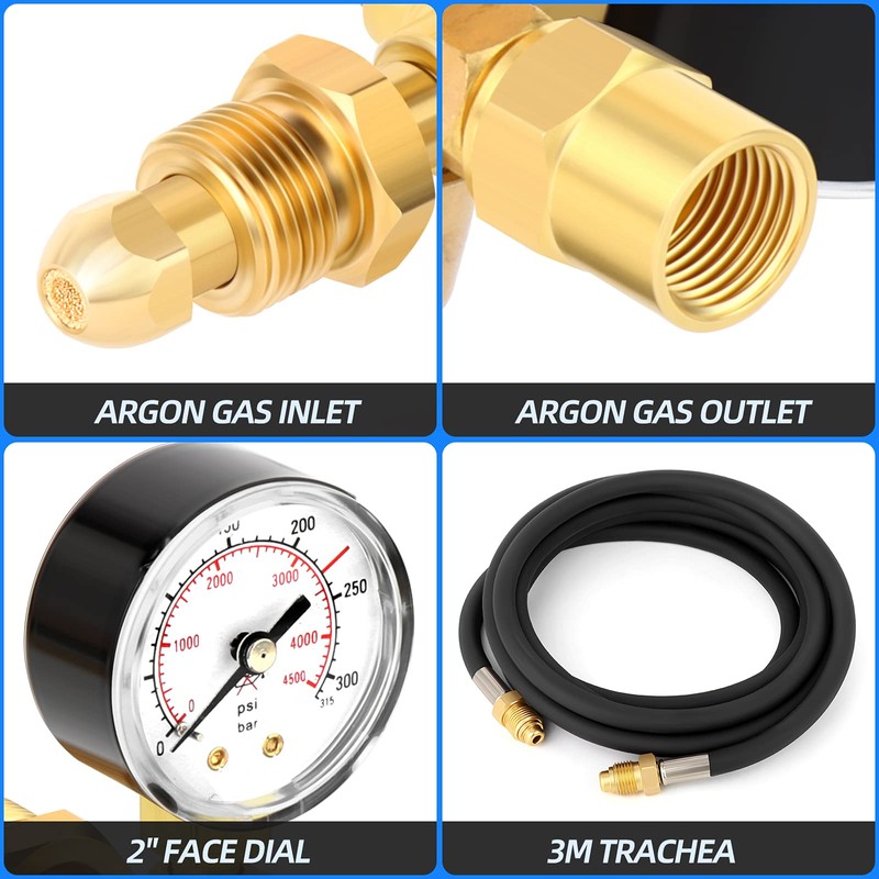 MEANLIN MEASURE Argon CO2 Regulators Gauges Gas Welding Regulator CGA580