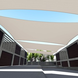 TANG Sun Shades Depot 10' x 10' Square Waterproof Knitted Shade Sail Curved Edge Beige 260 GSM UV Block Shade Fabric Pergola Carport Canopy Replacement Awning Customize Available