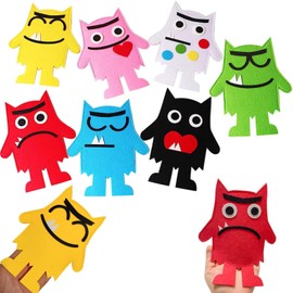 Color Monster Hand Puppets Set, My Emotional Little Monster Cartoon Doll, Blue/Red Monster Hand Puppets, Color Hand Puppets Set