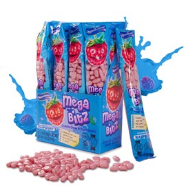 Mega Bitz Fruit Nuggets Blue Raspberry Candy Bulk Pack for Kids - Naturally Flavored Individually Wrapped Blue Raspberry Candy for on the go Snacking, Movie Theater Candy, and Party Favors, Kosher, 12 Pack