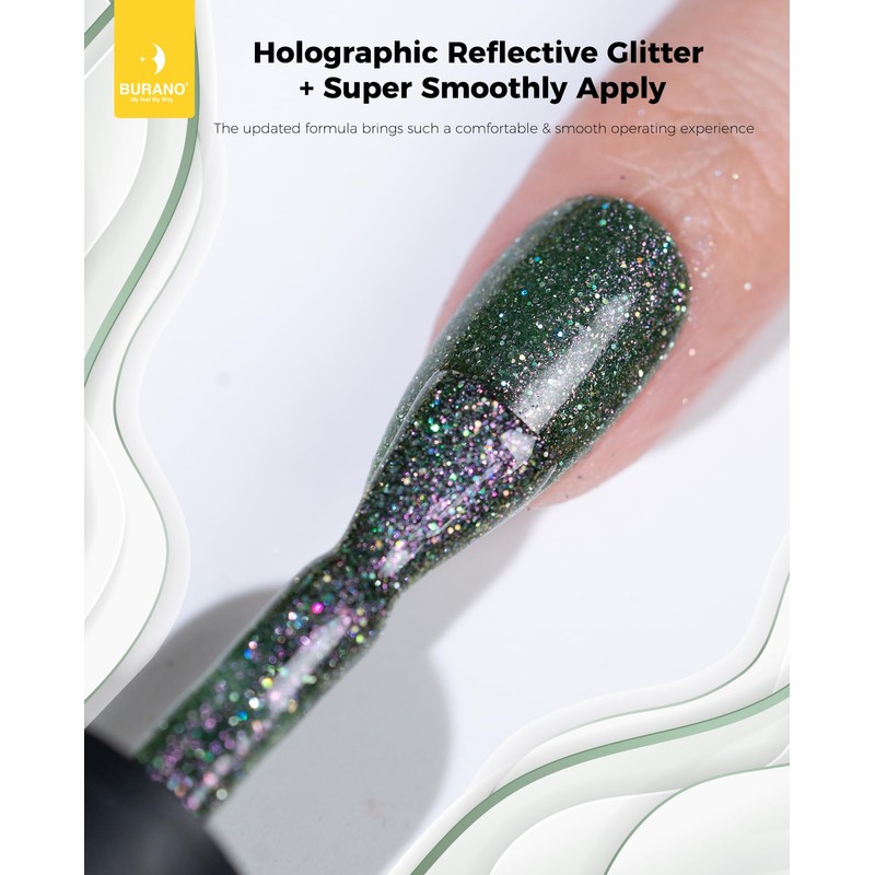 BURANO Reflective Gel Nail Polish, 7.3ml Reflective Diamond Nail Glitter