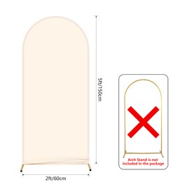AIBIIN 2x5ft Solid Beige Color Arch Shape Backdrop Round Top Backdrop Arch Frame Cover 2-Sided Fit Backdrop Stand for Wedding Ceremony Birthday Party Baby Shower Banquet Decoration