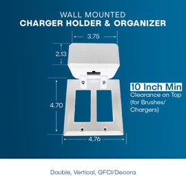 HOYT DESIGN Electric Toothbrush Holder | Wall Mount | Compatible with Sonicare Holds 1 Charger, Mounts on Double GFCI/Decora Outlet ONLY. (Charger/Brushes NOT Included) | White, PS1-G-SDV