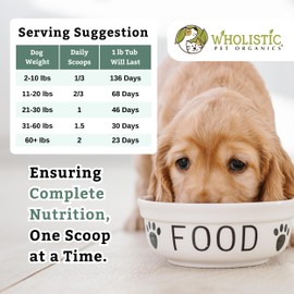 Wholistic Pet Organics Puppy Vitamins - Coat Protection Powder for Dogs, Dog Itching Skin Relief Powder, Skin and Coat Supplement with Omega 3 for Allergy Relief