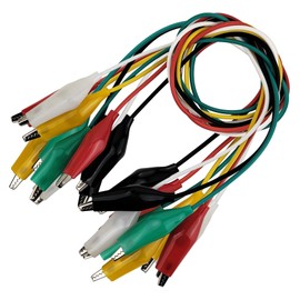 SimautHawk 10 PCS Alligator Clips, Alligator Clips with Wires, 5 Colors Test Leads Set, Jumper Wires with Alligator Clips (10, 2 red, 2 Green, 2 White, 2 Black, 2 Yellow, 22inches)