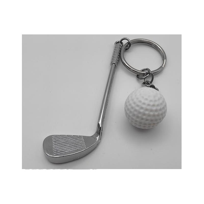 4Trails Golf Mini Racket Ball Pendant Keychain, Metal Golf Clubs