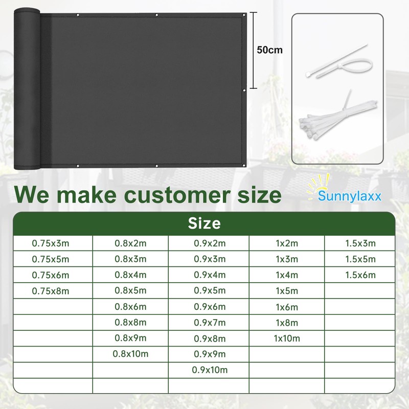 Sunnylaxx Balcony Privacy Screen, Balcony Cover, 75 x 500 cm,