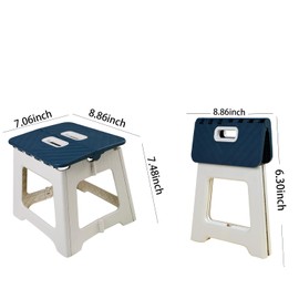 Todetana Adult Folding Step Foldable Stool with 300 lbs, Suitable for Living Room, Kitchen, and Bathroom, Portable Travel Stool (Dark Blue, Medium)