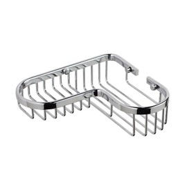 SANLIV Chrome Corner Shower Caddy, Corner Soap Dish, Solid Brass Wire Basket Shelf for Inside Shower, Wall Mounted Bathroom Soap Holder in Polished Chrome
