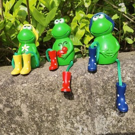 Decorative Garden Frog Figures, Pack of 3 Garden Decoration Statue, Animals Ornament Garden Figure for Outdoor Use, Resin Statue Farm Balcony Living Room Office Decoration (B)