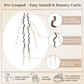 8 Packs Curly Boho Braids Faux Locs Crochet Hair, 14 Inch Goddess Locs Crochet Hair, Hippie Locs, Hair Extensions (14 Inch, 8 Packs, OT27#)