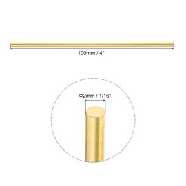 MECCANIXITY 8pcs Brass Rods (2mm) 1/16 Inch x (100mm) 4 Inch Brass Solid Round Stock Lathe Bar for Knife Handles Pin DIY Craft Model Plane