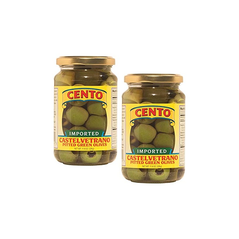 Cento Castelvetrano Pitted Green Olives 11.6 oz Jars - Pack