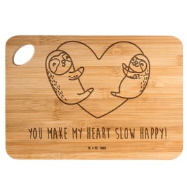 Mr. & Mrs. Panda Bamboo Chopping Board Sloths Heart - Gift, Love Gift, Husband, Gift for Girlfriend, Wooden Board, Wooden Boards