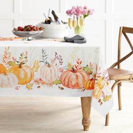Bnejvif Fall Tablecloth Autumn Table Cloths Thanksgiving Tablecloth Pumpkin Fall Leaf Print Tablecloths Stain-Resistant Anti-Wrinkle Washable 60x120 Inch