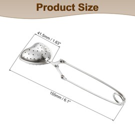 sourcing map 1 Pcs Heart Snap Tea Ball Infuser with Handle, Loose Tea Steeper, Stainless Steel Tea Strainer for Brew Loose Leaf Tea, Silver