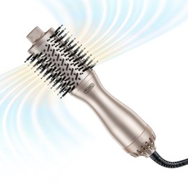 TYMO 2.0 Hair Blow Dryer Brush - Blowout Hot Air Brush, One Step Volumizer, Upgraded 2 Inch Oval Barrel Roller Curling Styler, 3X Faster Drying, 0.6 lb Lightweight, Straightener Curling in One, Gold