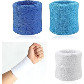 2 Pack White Wrist Sweatbands Tennis Wrist Bands Absorbent Sweatbands for Football Basketball Running Athletic Sports and Working Out Sports Fan Wristbands