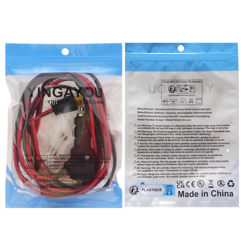 YINGAYOU Cavo XT60 Accendisigari con Interruttore 14AWG 20A Cavo Ricarica