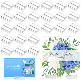 Acrylic Name Card Holder 1.2 Inch Place Card Holders Stands Clear Table Number Stands Wedding Sign Holders Card Display Stand for Table Wedding Photos Office Menu Meeting (50 Pieces)