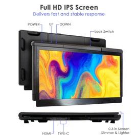 Teamgee P1 Plus Laptop Screen Extender 13.3” FHD 1080P IPS Display，Dual USB & HDMI Portable Monitor, Plug-and-Play Compatible with Mac/Windows/Android, Fits 13-17" Laptops