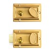 QWORK Night Latch Deadbolt Rim Lock with Key Gold Finish