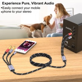 3.5mm to RCA, Dual 1/4 TS to Dual RCA Cable, 2-in-1 Audio Cable, Gold-Plated HiFi Sound Headphone Jack Auxiliary Cord 1/8 Dual 6.35mm Adapter Stereo Y Splitter for Phone Speaker MP3 Tablet HDTV 6.6FT