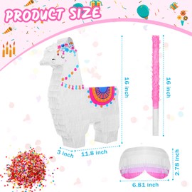 Wettarn Llama Pinata Fiesta for Mexican Fiesta Party Supplies, Large Llama Pinata Includes Pinata Stick and Blindfold, Confetti for Kids Birthday Celebrations, Mexican Themed Party, 16 x 12 x 3 Inch