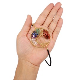 Yoption 2 Pack Golden Tree of Life Elastic Bookmark, Vintage Bookmarks with 7 Chakra Crystals Healing Stone Beaded Pendant for Student Teacher Graduation Mothers Day Christmas Gift