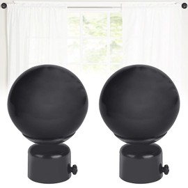 Xrten Curtain Pole Finials, 2 Pcs Round Curtain Rod Ends Replacement Sphere Drape Rod Finals, Curtain Pole Bracket Finals for 26-28mm Curtain Internal Diameter RodsXrten