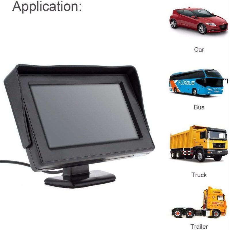 LEDON 4.3" HD Monitor Reverse Camera Rear View Backup Parking