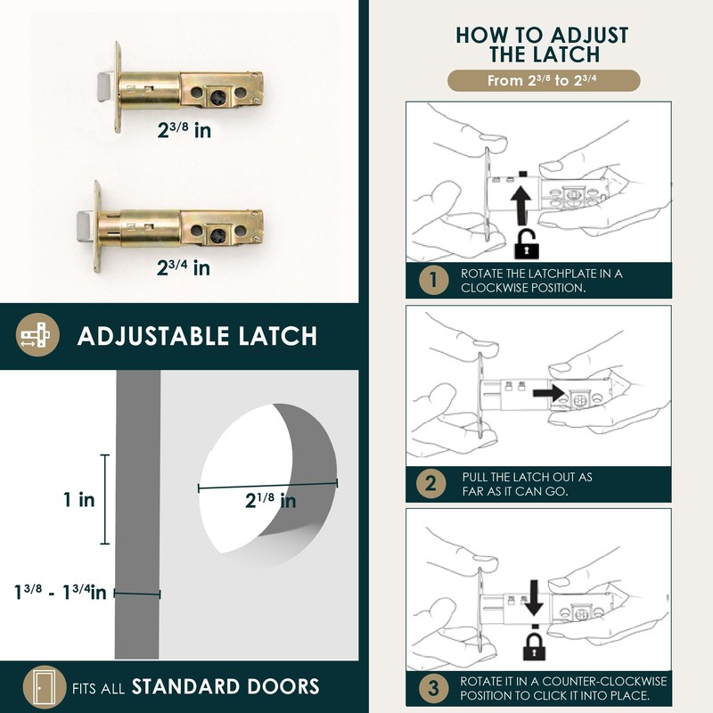 Mega Handles Laura Deadbolt Lock - Heavy Duty Square Black