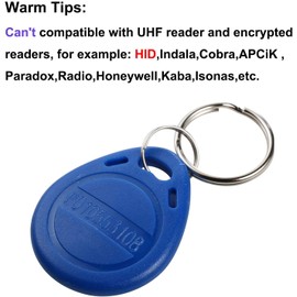 UHPPOTE Proximity EM4100 EM4102 125KHz RFID EM-ID Card Tag Token Key Chain Keyfob Read Only Color Blue pack of 10