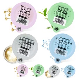 Clay Facial Mask Set - Retinol,Hyaluronic Acid,Tea Tree,Salicylic acid,Mud Mask Deep Pore Cleansing Acne Blackhead Removal,Anti Aging Facial Masks Sets For Women/Teen Girls(8 Combo Pack)