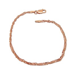 Kauf-mich-weg Singapore Bracelet 925 Sterling Silver Rose Gold-Plated 2.4 mm Wide Choice of Length 18 19 20 cm Singapore Chain Silver Chain Bracelet Rose, Sterling Silver, No gemstone