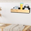 Wall Mount Organizer,Adhesive Metal Shelf with Bamboo Lip,Bathroom Shelves for
