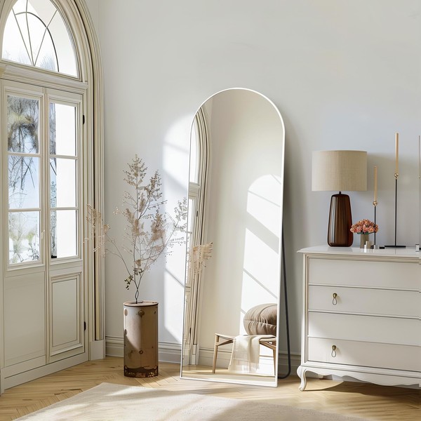 MELOMOIR 56"x18" Arched Full Length Mirror, Free Standing Leaning or