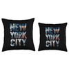 Nyc Travel Enthusiasts Vertical Collage Photo Style Throw Pillow