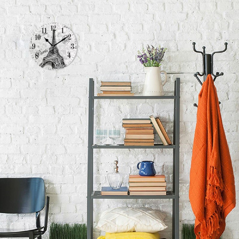 xigua Paris Eiffel Tower Wall Clock, Silent Non Ticking 10