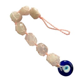 crystalmiracle Rose Quartz 10" Tumble Wall Hanging Evil Eye Healing Reiki Feng Shui Home Office Gift Wellness Positve Energy Handcrafted