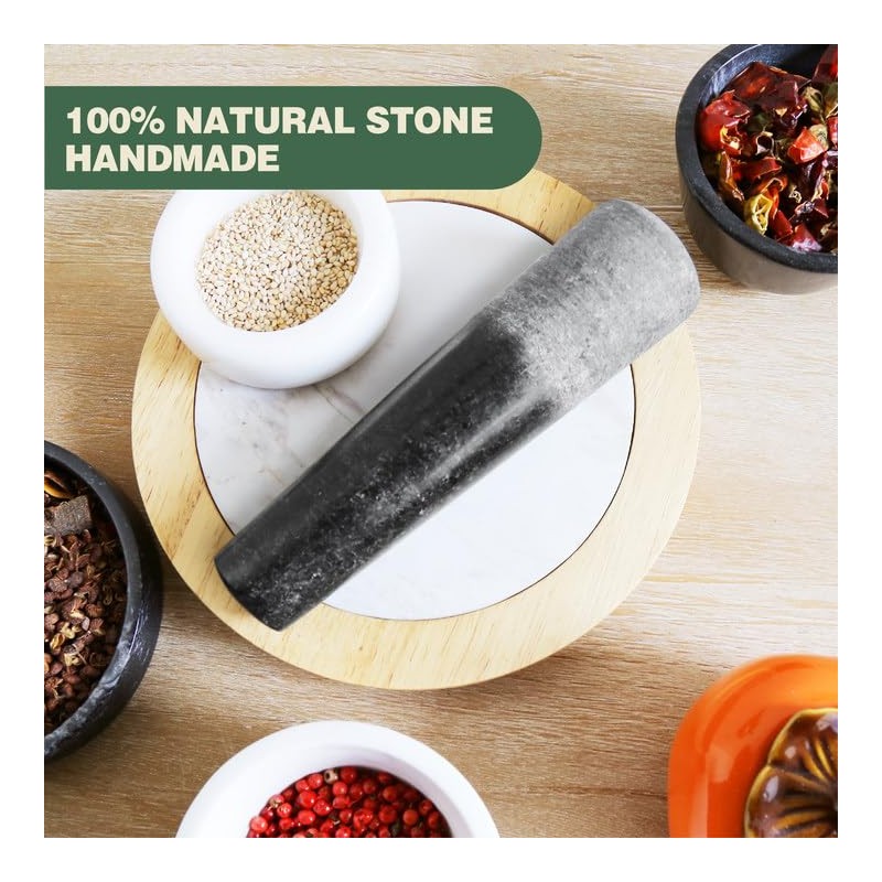 Black Granite Pestle,Pestle Only, Natural Stone Spice Grinder & Muddler,