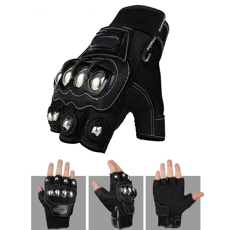 Oubaiya Steel Outdoor Knuckle Motorcycle Motorbike Powersports Safety Gloves (Medium,