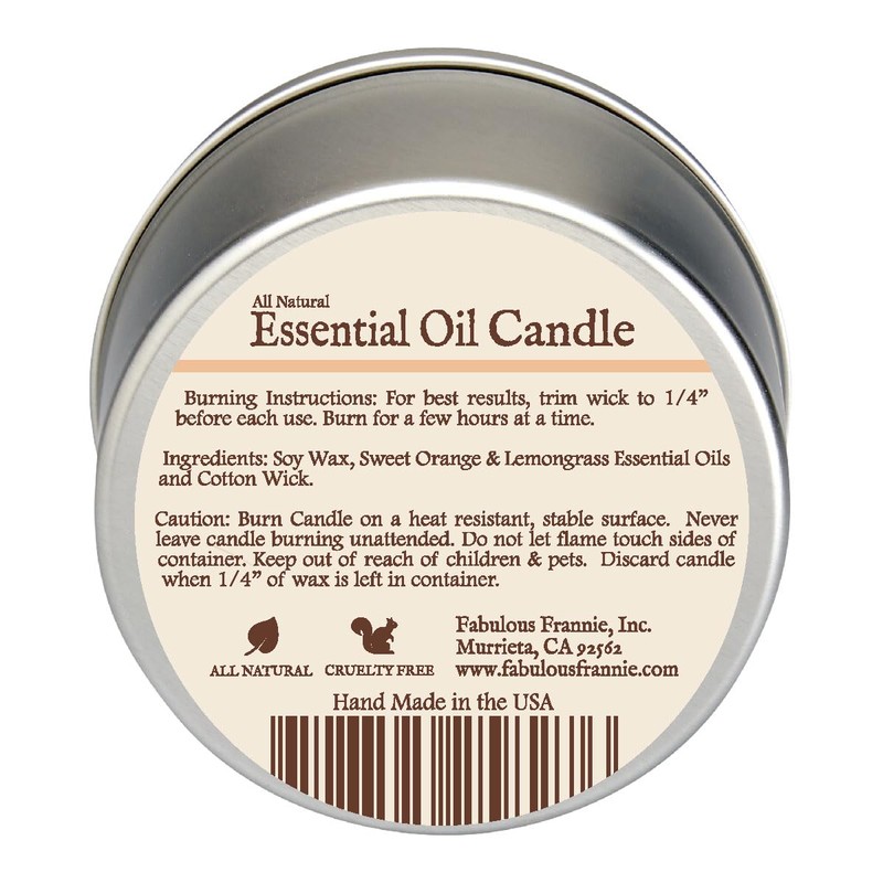 Fabulous Frannie Citrus Lover's All-Natural Soy Candles Cotton Wick High