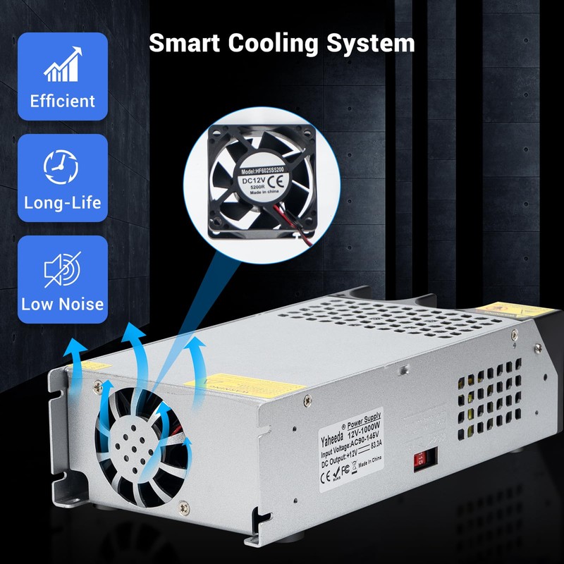 Yaheeda 1000W Converter, 110V AC to 12V DC Converter Power