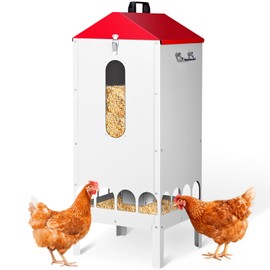PAUQRWIE 70-80lbs Large Automatic Chicken Feeder with 16 Feeding Ports