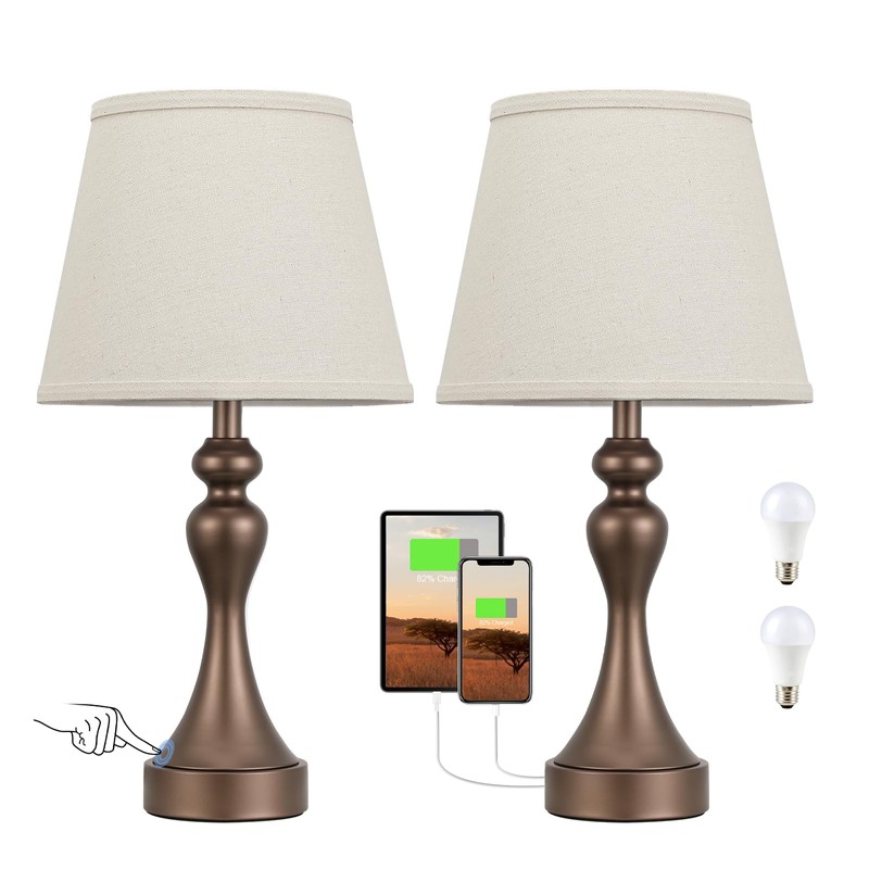 Seealle Touch Lamps for Nightstand - Bedside Lamps Set of